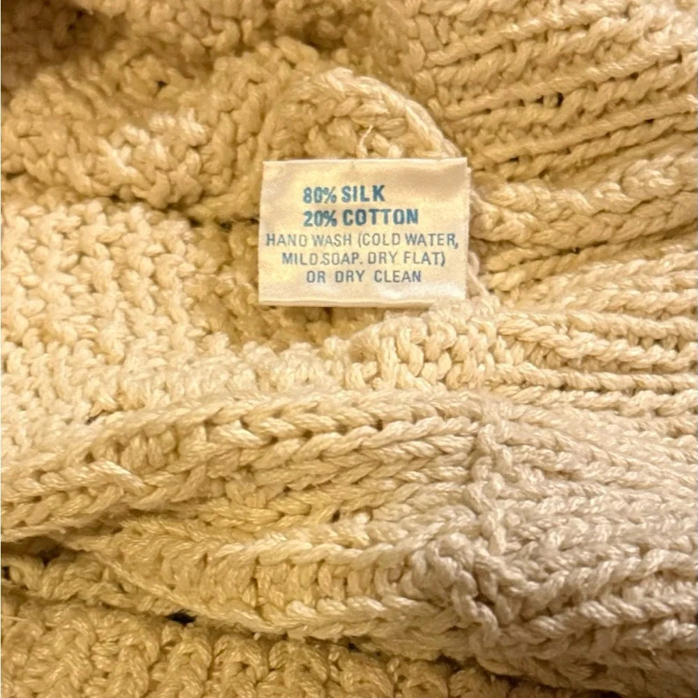 WinterSilks Women's Cable Knit Cream Sweater (2) - Picture 4 of 12